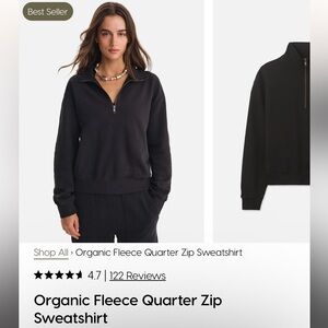 NWOT MATE the Label Organic Fleece Quarter Zip Sweatshirt - Black